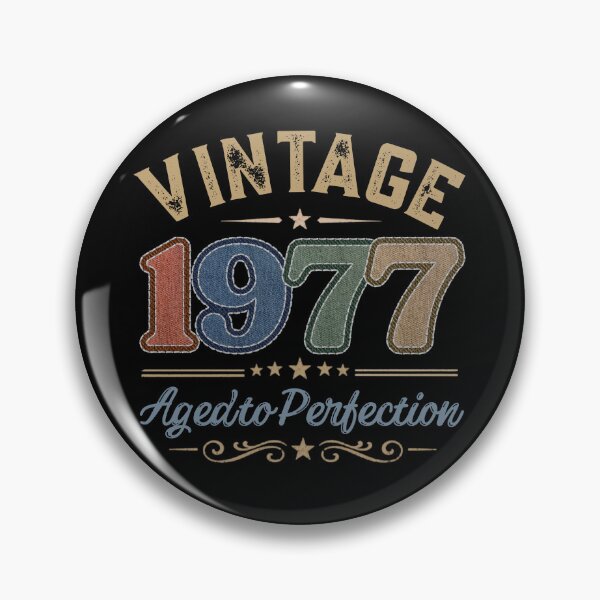 Item preview, Vintage 1977 Aged to Perfection Retro Birthday Design | Born in 1977 | Embroidered Denim Style designed and sold by Silaris Designs.