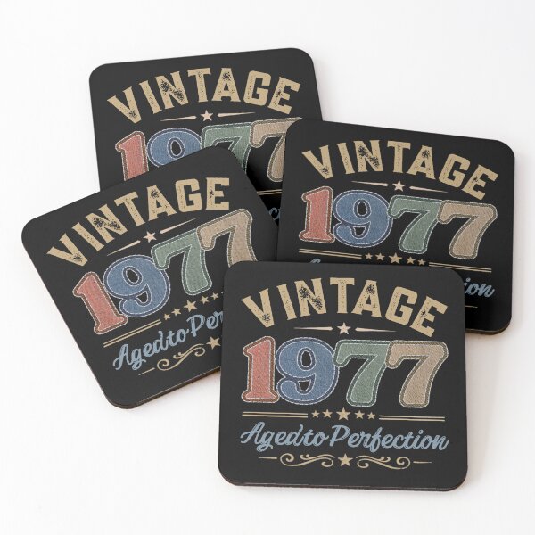 Item preview, Vintage 1977 Aged to Perfection Retro Birthday Design | Born in 1977 | Embroidered Denim Style designed and sold by Silaris Designs.