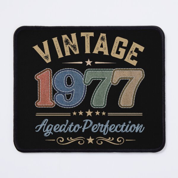 Item preview, Vintage 1977 Aged to Perfection Retro Birthday Design | Born in 1977 | Embroidered Denim Style designed and sold by Silaris Designs.