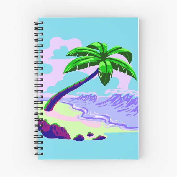 Item preview, Retro Vaporwave Palm Tree and Purple Surf Waves Beach designed and sold by SolutionsArt.
