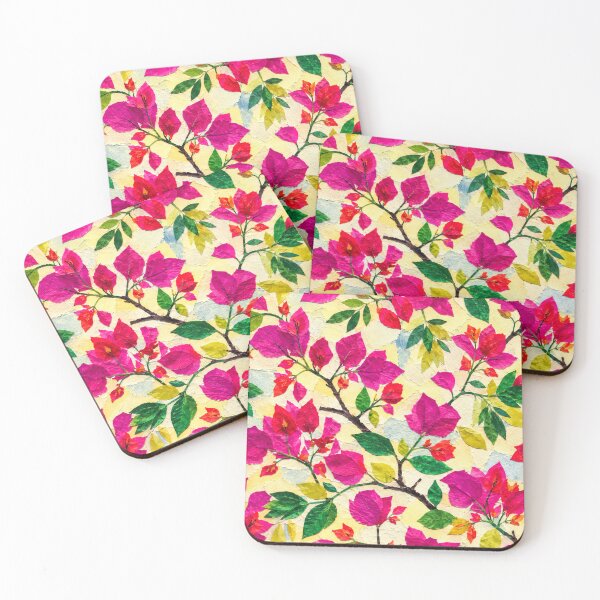 Item preview, Pink Bougainvillea Floral Collage Pattern, Vibrant Tropical Botanical Seamless Design, Handmade Paper Cut Flower Repeat Print designed and sold by SWSandraWechner.