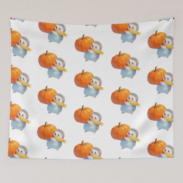 Item preview, Autumn Hedgehog with Pumpkin | Cute Cottagecore Forest Animal designed and sold by AillustriaAK.