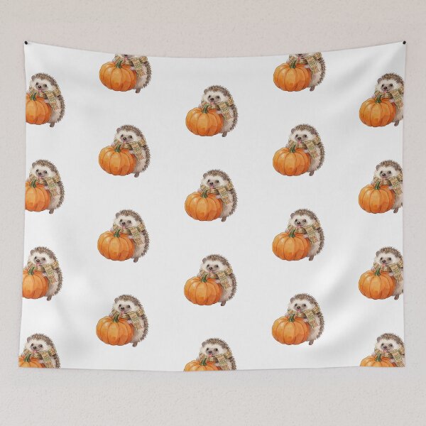 Item preview, Autumn Hedgehog with Pumpkin | Cute Cottagecore Forest Animal designed and sold by AillustriaAK.