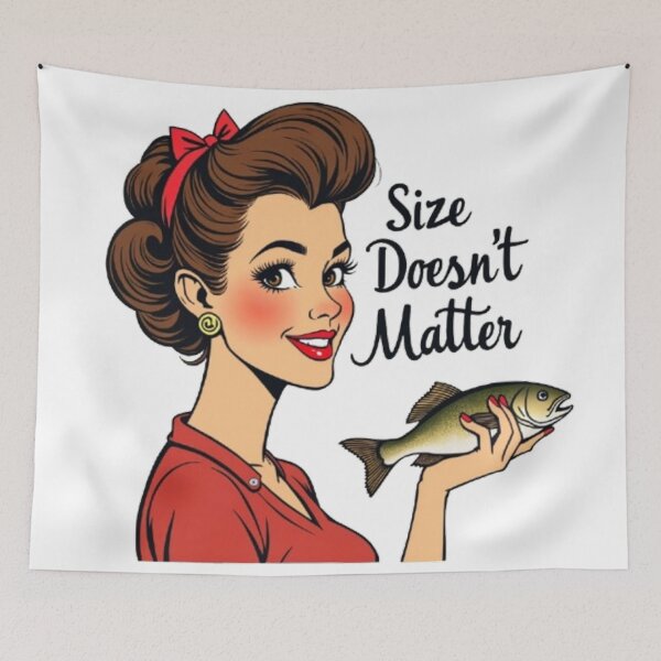 Item preview, Retro Style Funny & Sarcastic Fishing Size Doesn't Matter  designed and sold by BackwoodsFeral.