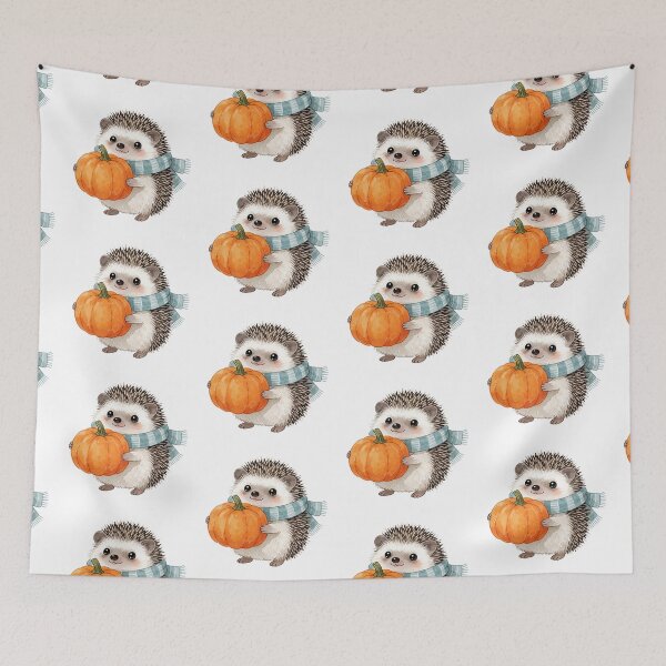 Item preview, Autumn Hedgehog with Pumpkin | Cute Cottagecore Forest Animal designed and sold by AillustriaAK.