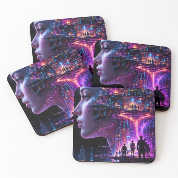 Item preview, Cyberpunk Neon Horizon Human AI Mind designed and sold by bbbpetr100.