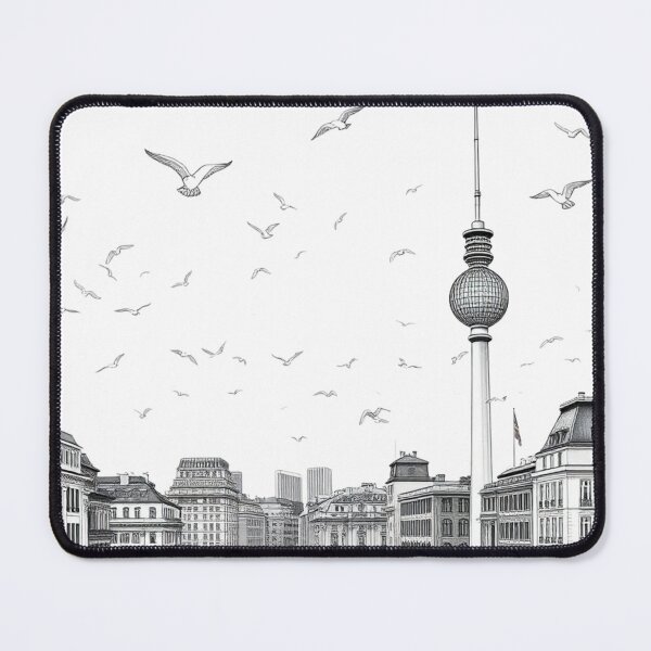 Item preview, Berlin -fantasy art - TV Tower Cityscape Black and White Ink Sketch Art designed and sold by UmSkelig834.