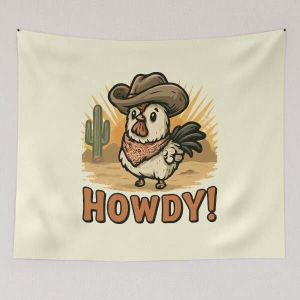 Item preview, Howdy Cowboy Chicken Funny Western Farm Animal Retro Cute Design designed and sold by daila70.