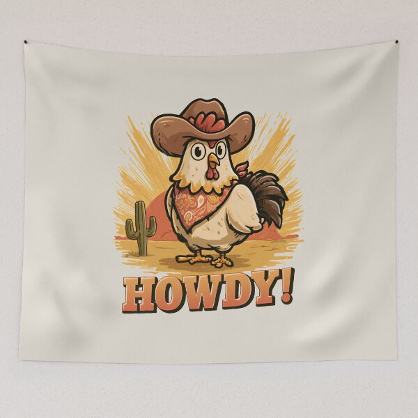 Item preview, Funny Cowboy Chicken Howdy Western Desert Retro Farm Animal Tee designed and sold by daila70.