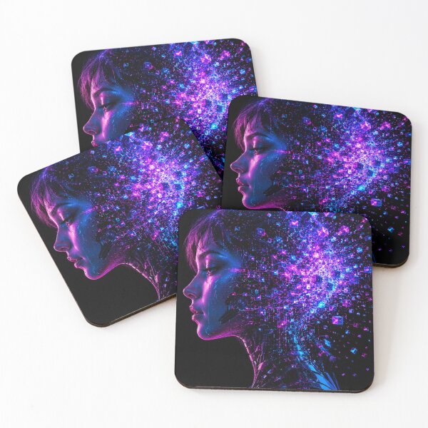 Item preview, Human AI Consciousness Neon Silhouette Art designed and sold by bbbpetr100.