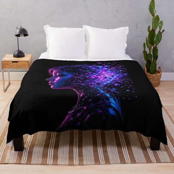 Item preview, Human AI Consciousness Neon Silhouette Art designed and sold by bbbpetr100.