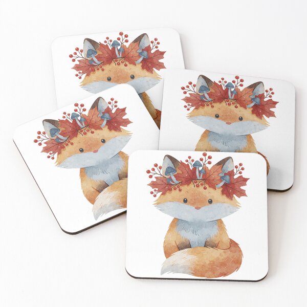 Item preview, Autumn Fox with Leaf Wreath | Cute Cottagecore Woodland Animal designed and sold by AillustriaAK.