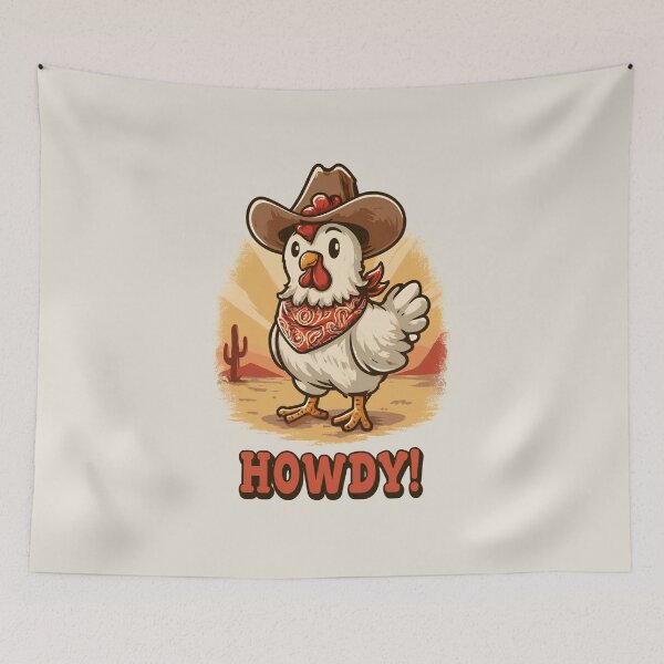 Item preview, Cowboy Chicken Says Howdy Retro Western Farm Girl Aesthetic Design designed and sold by daila70.