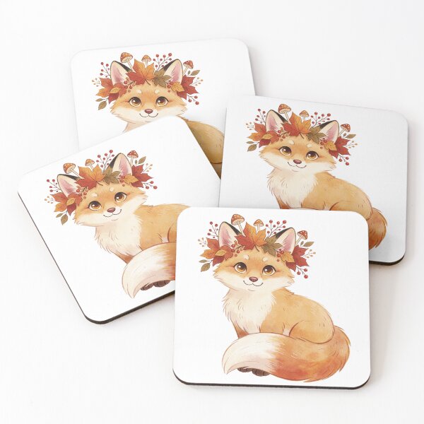 Item preview, Autumn Fox with Leaf Wreath | Cute Cottagecore Woodland Animal designed and sold by AillustriaAK.