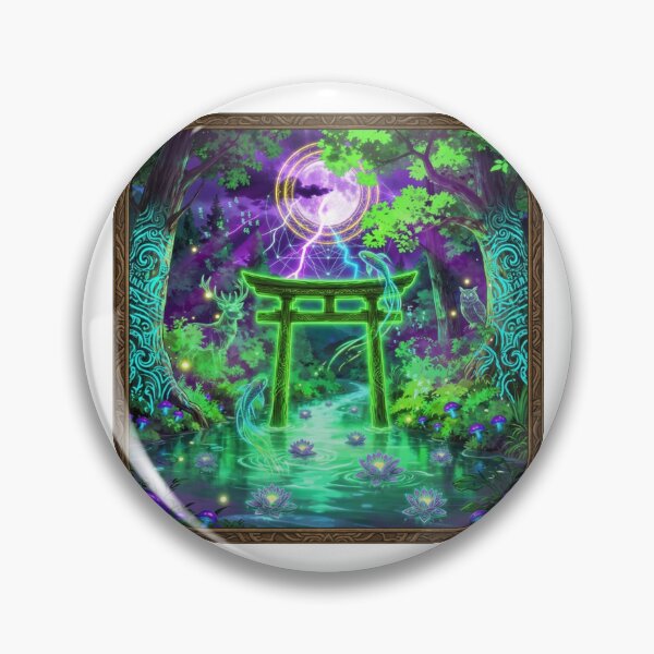 Item preview, Neon Mystic Forest Gate – Fantasy Nature Portal Art designed and sold by DervoTeck2767.