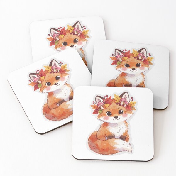 Item preview, Autumn Fox with Leaf Wreath | Cute Cottagecore Woodland Animal designed and sold by AillustriaAK.