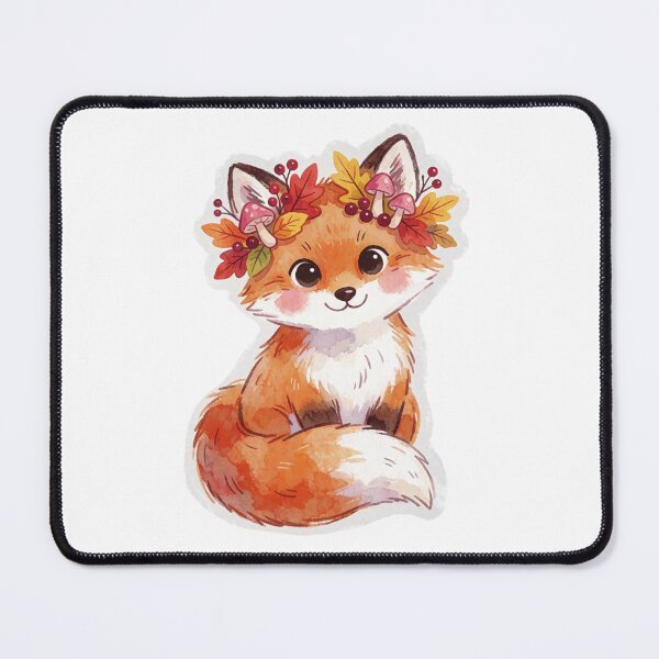 Item preview, Autumn Fox with Leaf Wreath | Cute Cottagecore Woodland Animal designed and sold by AillustriaAK.