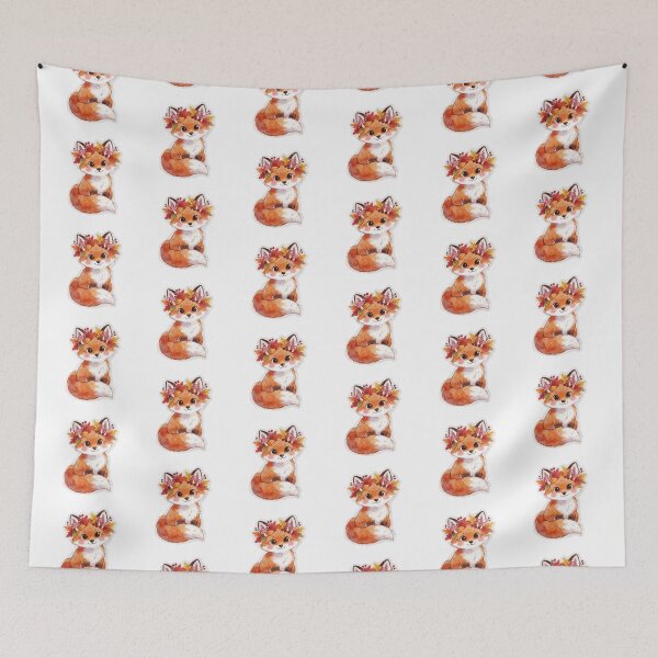 Item preview, Autumn Fox with Leaf Wreath | Cute Cottagecore Woodland Animal designed and sold by AillustriaAK.