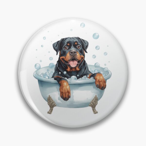 Item preview, Happy Rottweiler Bath Time – Bubble Bath Rottie designed and sold by Silaris Designs.