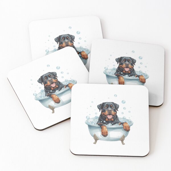 Item preview, Happy Rottweiler Bath Time – Bubble Bath Rottie designed and sold by Silaris Designs.