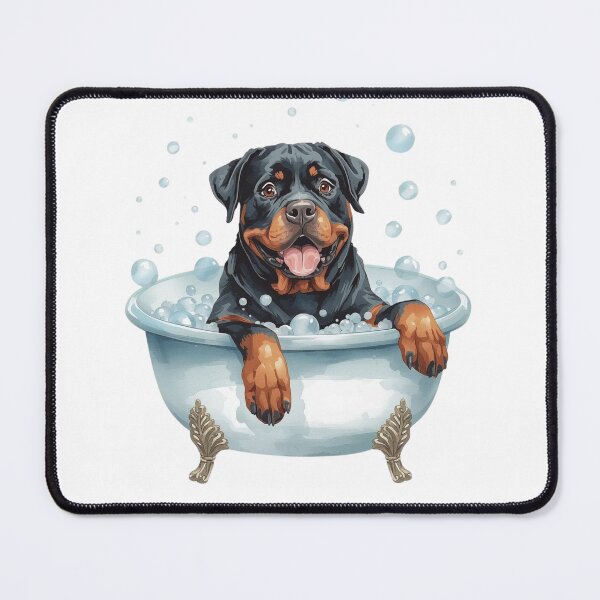 Item preview, Happy Rottweiler Bath Time – Bubble Bath Rottie designed and sold by Silaris Designs.
