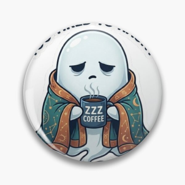 Item preview, Too Tired to Haunt Funny Ghost Coffee Illustration designed and sold by Northern Glow Art.