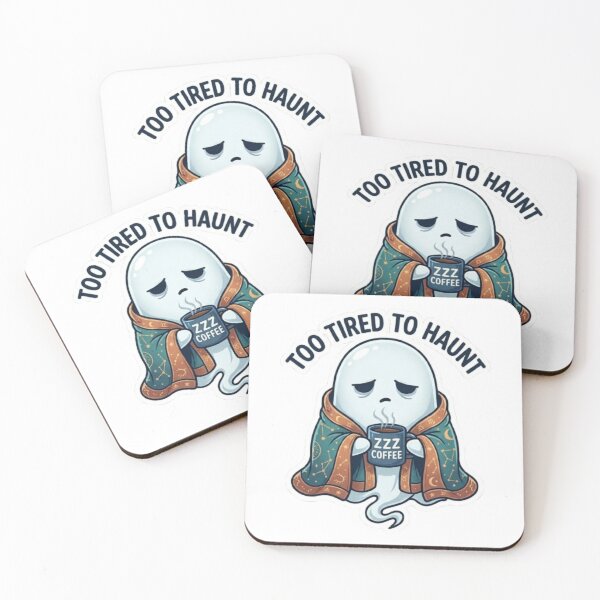 Item preview, Too Tired to Haunt Funny Ghost Coffee Illustration designed and sold by Northern Glow Art.