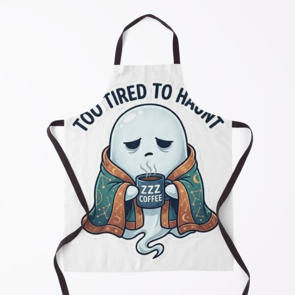 Item preview, Too Tired to Haunt Funny Ghost Coffee Illustration designed and sold by Northern Glow Art.