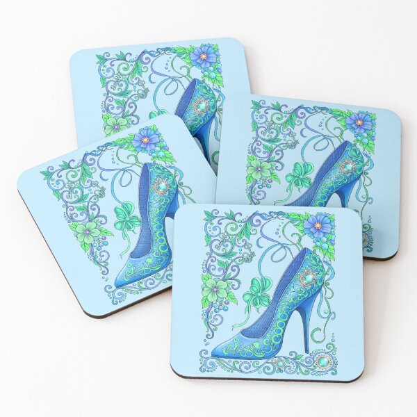 Item preview, Beautiful Blue Green Fantasy High Heeled Shoe designed and sold by LaRoach Digital Arts.