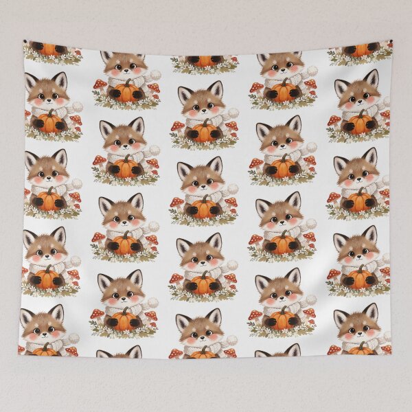 Item preview, Autumn Fox with Pumpkin | Cute Cottagecore Woodland Animal designed and sold by AillustriaAK.