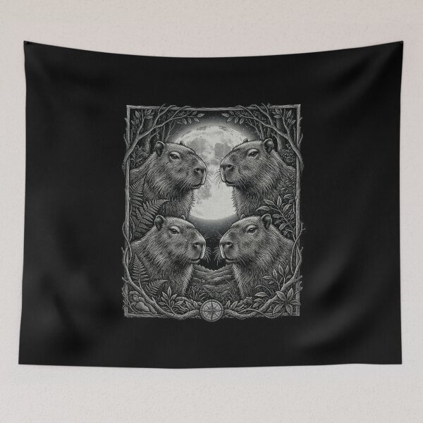 Item preview, Full Moon Vintage Capybara Funny Wildlife Capybaras Animal Lover designed and sold by SOUFIANE1991.