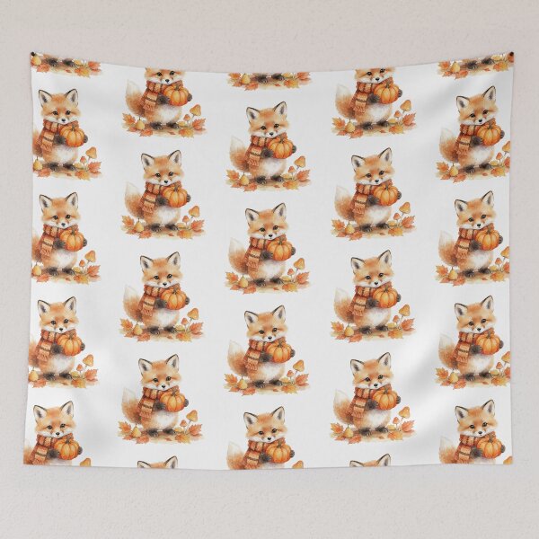 Item preview, Autumn Fox with Pumpkin | Cute Cottagecore Woodland Animal designed and sold by AillustriaAK.