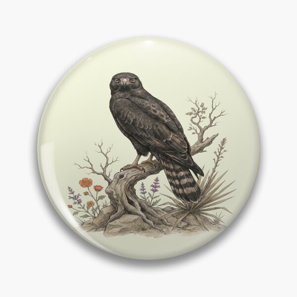 Item preview, Zone Tailed Hawk On Weathered Branch With Small Cluster Of Wildflowers designed and sold by BirdsnStuff.