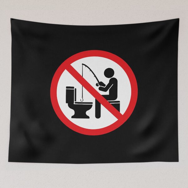Item preview, No Fishing Bathroom Humor Toilet Sign designed and sold by elderberry.