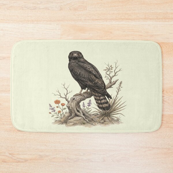Item preview, Zone Tailed Hawk On Weathered Branch With Small Cluster Of Wildflowers designed and sold by BirdsnStuff.