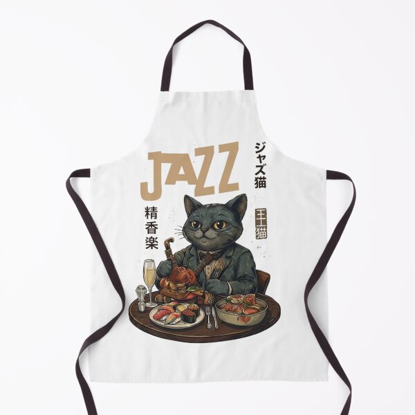 Item preview, Jazz Cat with Sushi and Wine Illustration designed and sold by Ahmedsyde.