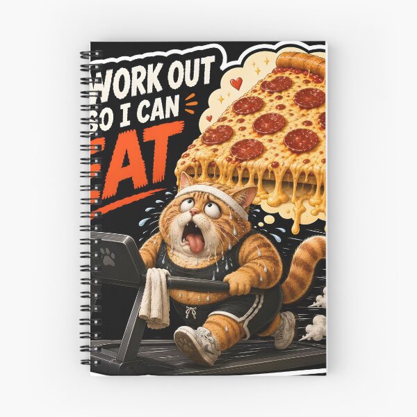 Item preview, ⁠I Work Out So I Can Eat Cat Pizza Art designed and sold by Easternpantry.