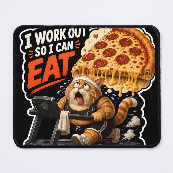 Item preview, I Work Out So I Can Eat Cat Pizza Art designed and sold by Easternpantry.