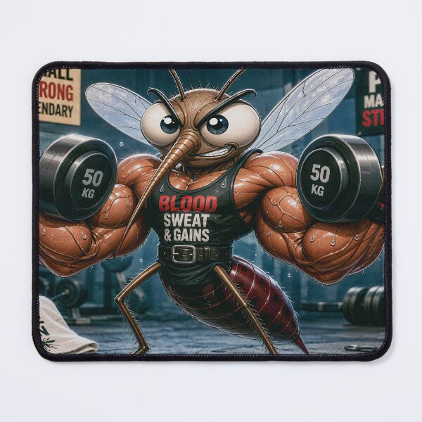Item preview, Muscular mosquito at the gym lifting weights designed and sold by JaN44Fotografia.