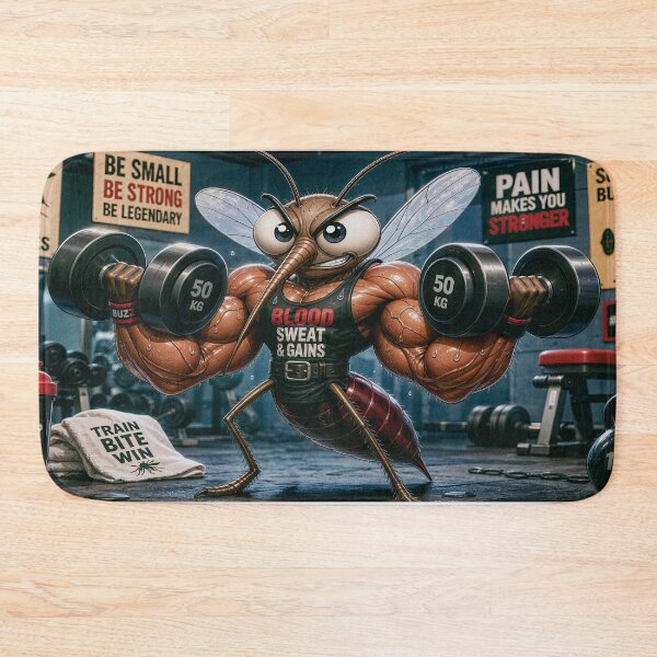 Item preview, Muscular mosquito at the gym lifting weights designed and sold by JaN44Fotografia.