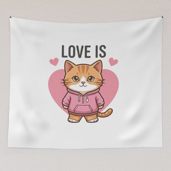 Item preview, Cute kitten in a hoodie with a heart designed and sold by Ahmedsyde.