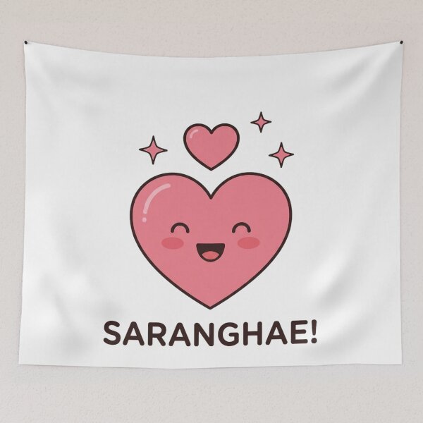 Item preview, Cute Kawaii Heart Saranghae Illustration Design designed and sold by Ahmedsyde.
