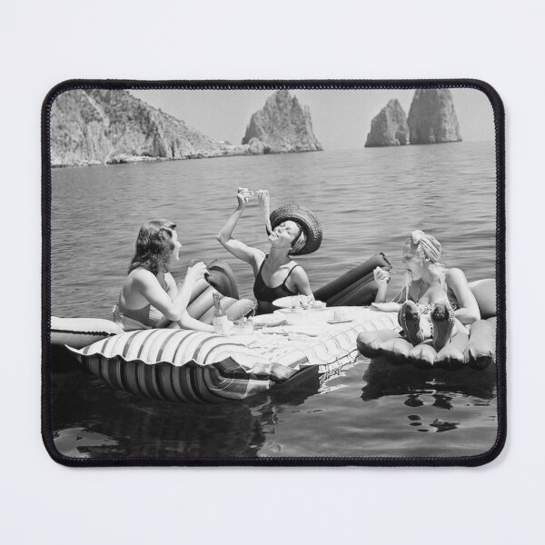 Item preview, Eating Pasta On the Lake, Black and White Vintage Photo designed and sold by modernretro.