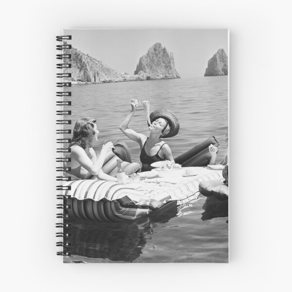 Item preview, Eating Pasta On the Lake, Black and White Vintage Photo designed and sold by modernretro.