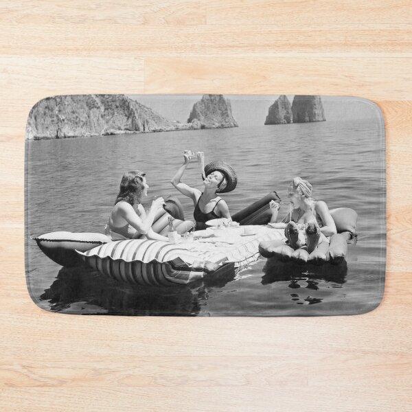 Item preview, Eating Pasta On the Lake, Black and White Vintage Photo designed and sold by modernretro.