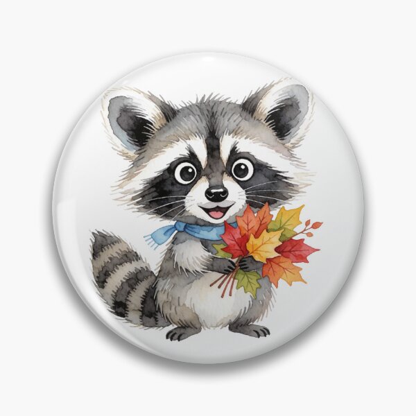 Item preview, Autumn Raccoon with Leaf Bouquet | Cute Cottagecore Woodland Animal designed and sold by AillustriaAK.