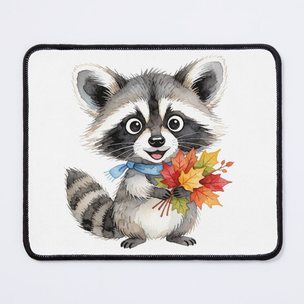 Item preview, Autumn Raccoon with Leaf Bouquet | Cute Cottagecore Woodland Animal designed and sold by AillustriaAK.