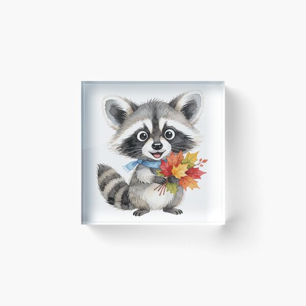 Item preview, Autumn Raccoon with Leaf Bouquet | Cute Cottagecore Woodland Animal designed and sold by AillustriaAK.