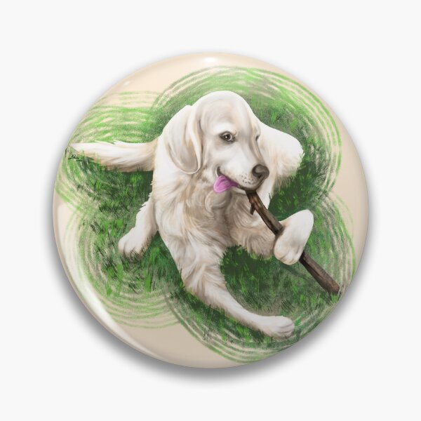 Item preview, English Golden Retriever playing with a stick designed and sold by Konopikyu.