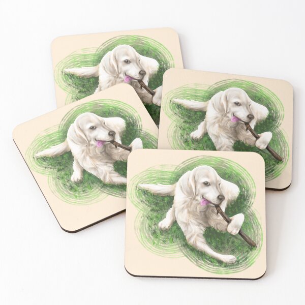 Item preview, English Golden Retriever playing with a stick designed and sold by Konopikyu.